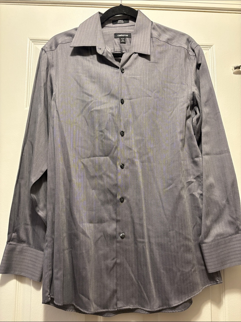 Claiborne Men's Light Gray Pinstripe Dress Shirt - Long Sleeve